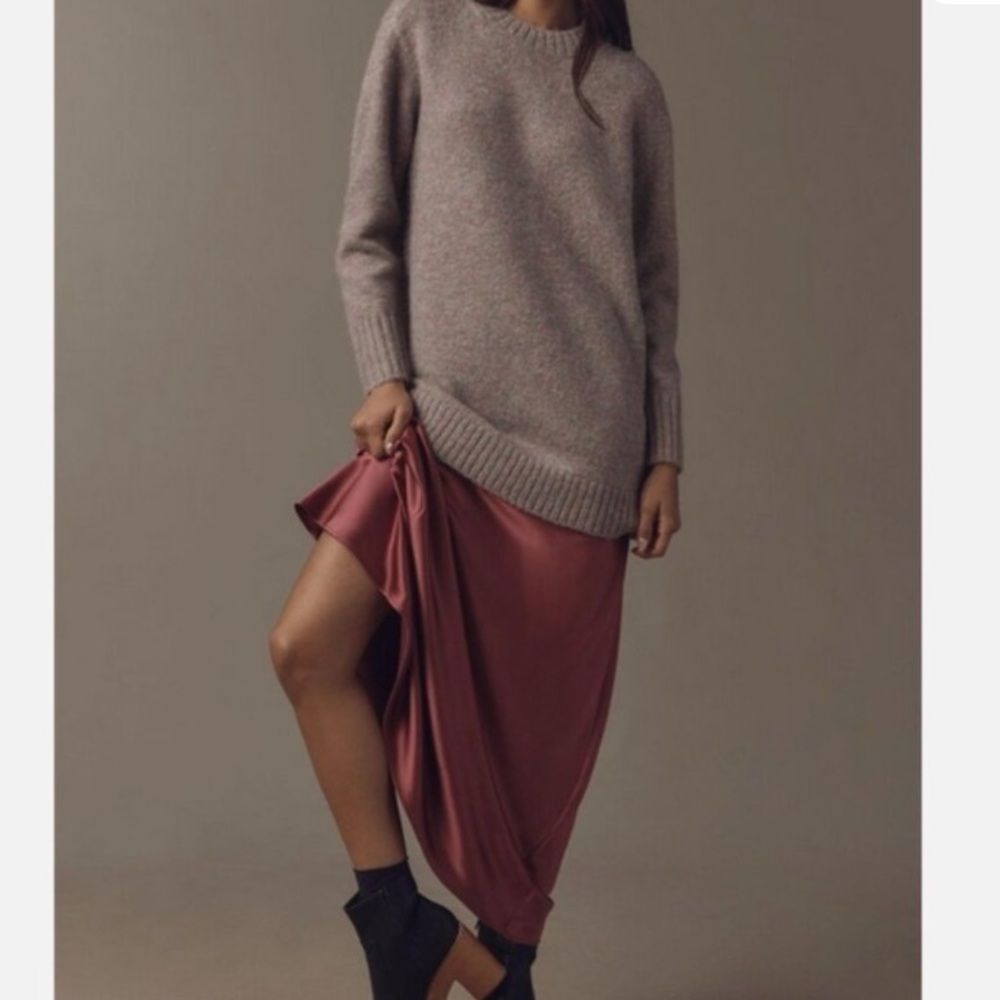 Anthropologie Neutral Pink Sweater Slip Dress